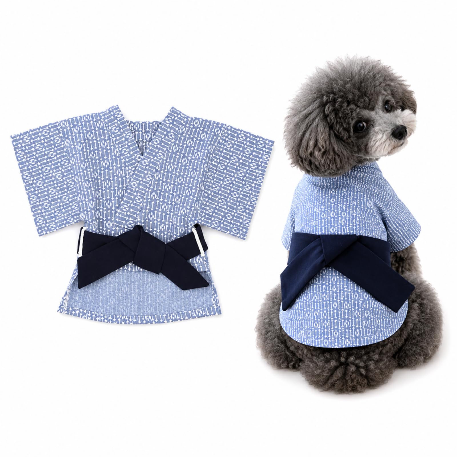 Amazon | [SeitenFB]犬用甚平 帯付き 和風ウェア 夏服 涼しい 軽い